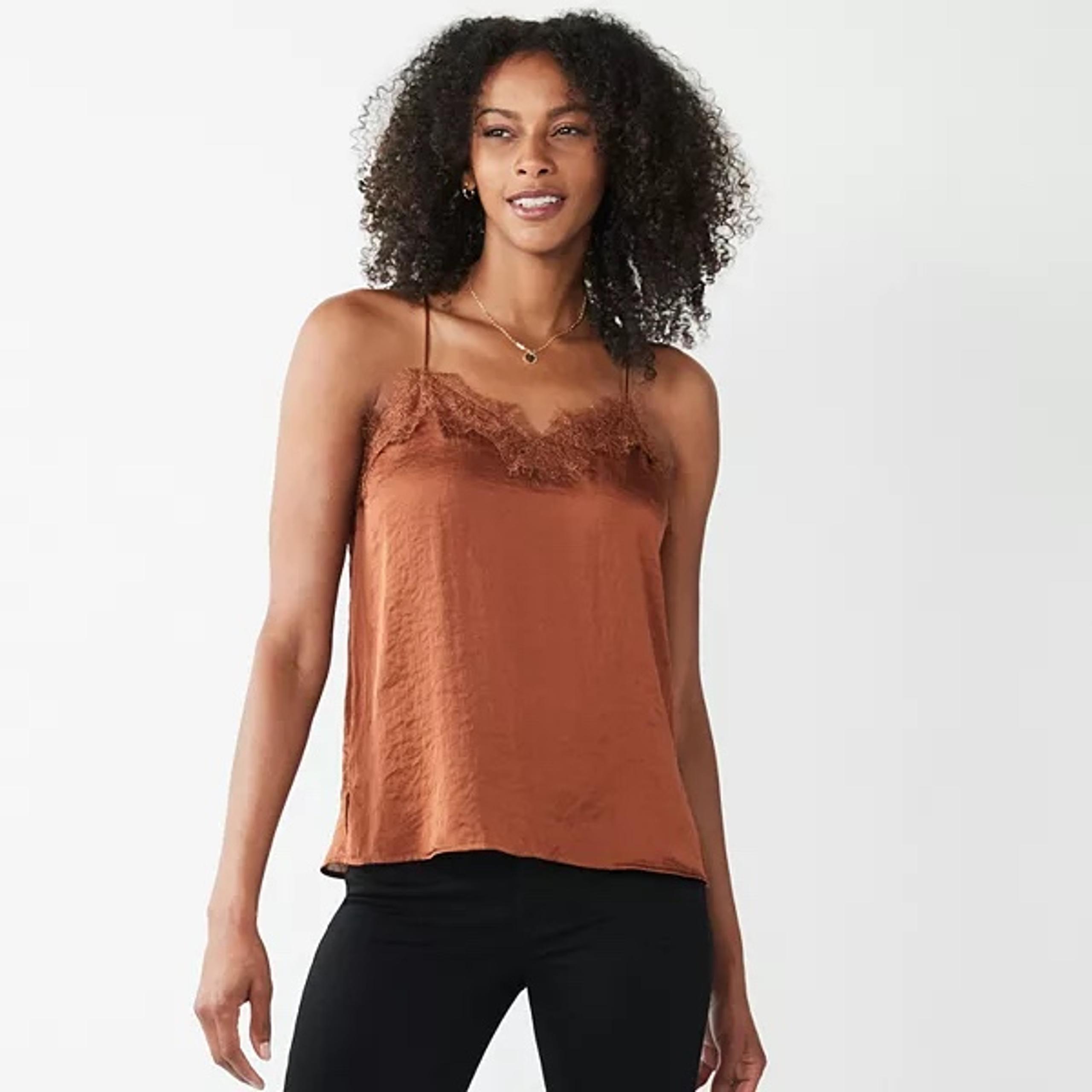 Nine West | Lace Trim Camisole Tank Top “Mauve Jewel” Women’s XS