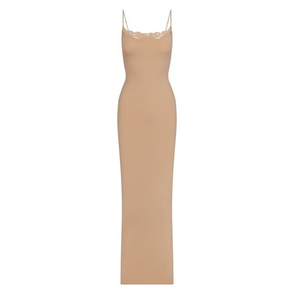 Skims Fits Everybody Lace Long Slip Dress, Clay, XS