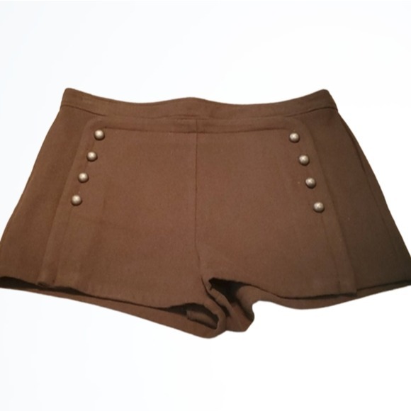 TopShop Wool Blend Green Sailor High Waist Shorts Size 12 Waist 34.5 In NWT