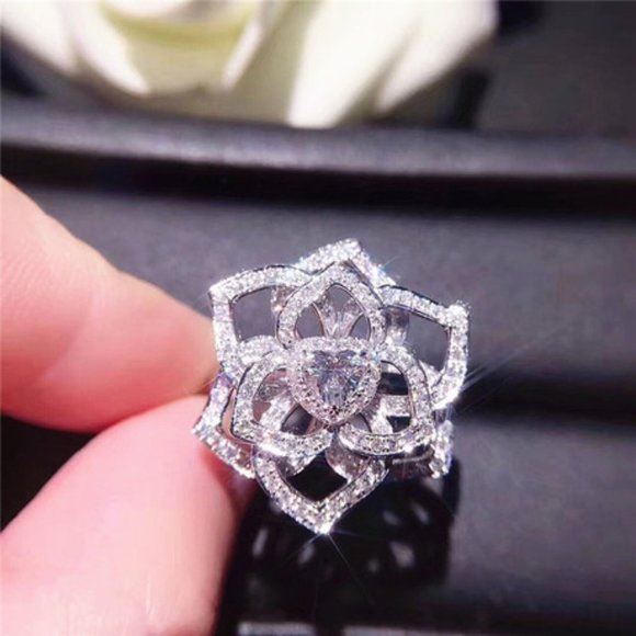 NEW Stamped 925 Silver/18K Rose Ring