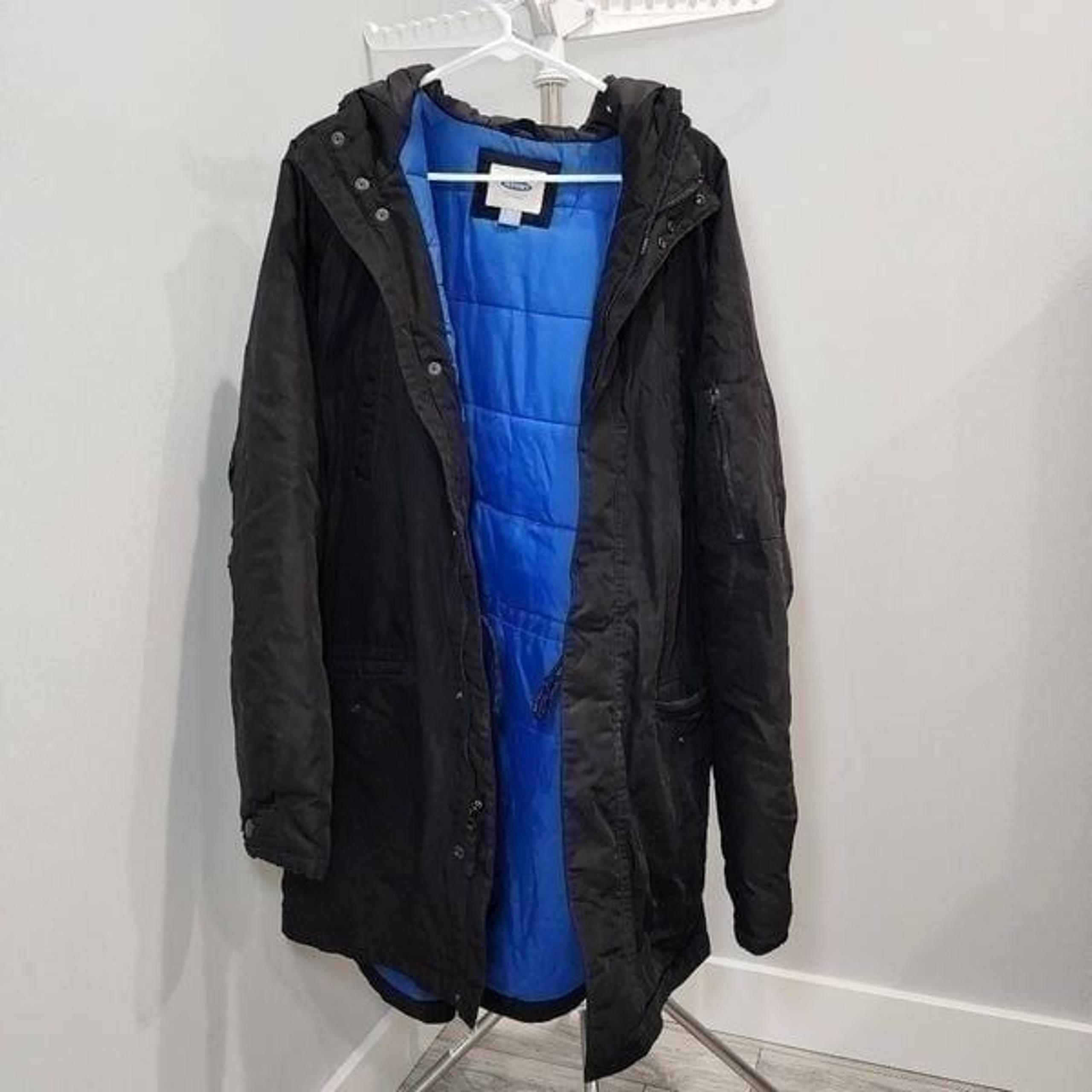 Old Navy's mens XL black/ blue inner Fishtail Parka Jacket