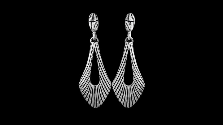 925 Sterling Silver Vintage Earrings • 1950s Design • Diamond Cut Details