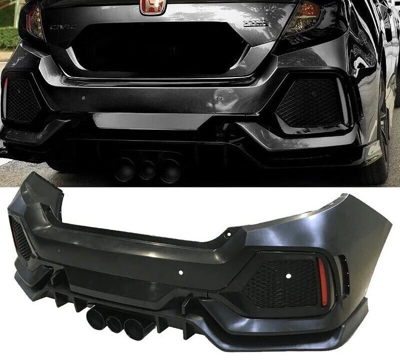 Fits 2016-21 Honda Civic Sedan CTR Type-R 10th Gen Rear Bumper Cover PP Injectio