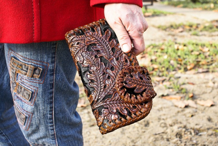 Leather tool wallet motorcycle tool leather or hand engraved leather