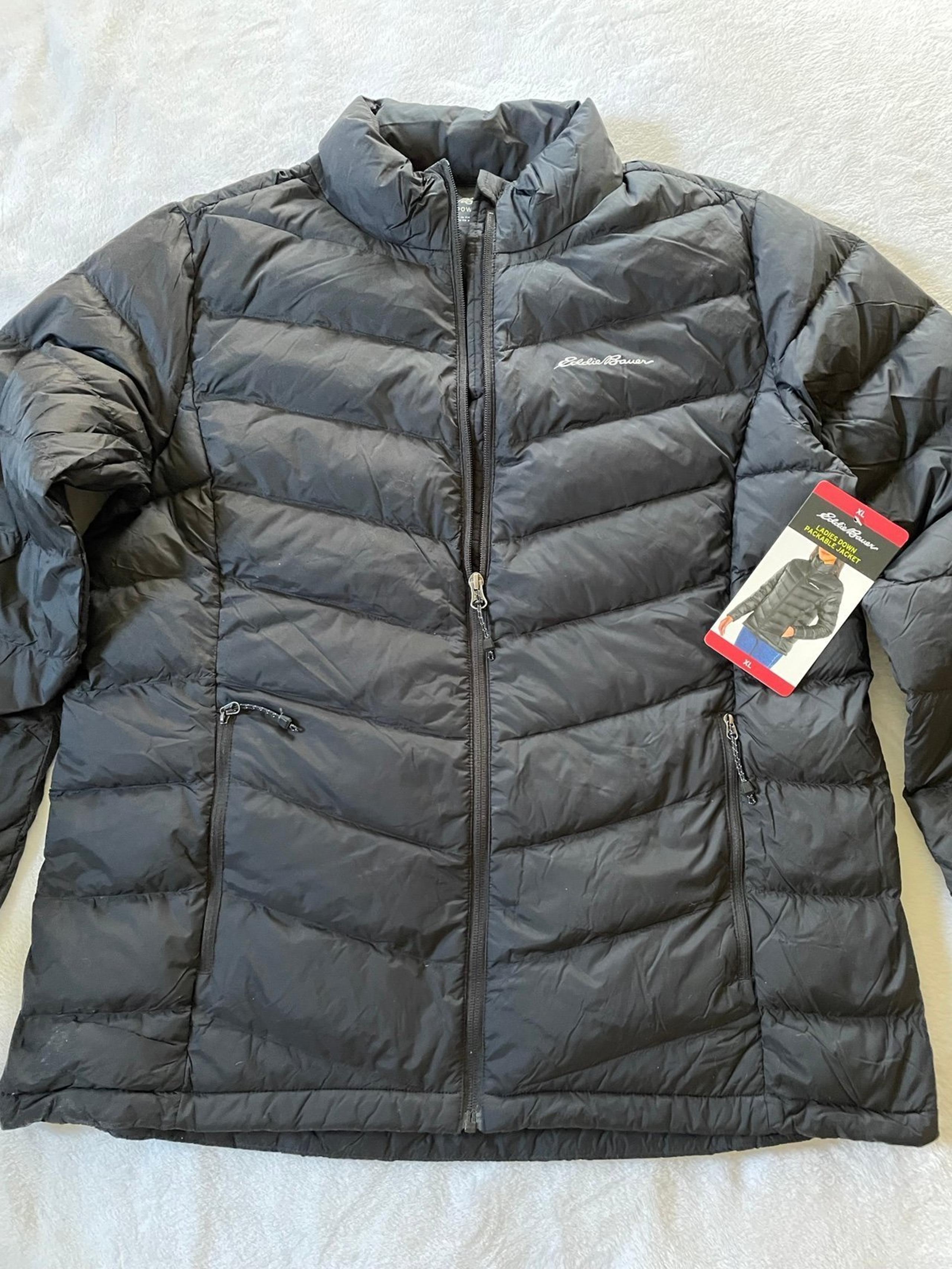 NEW with tags Womens Eddie Bauer Microlight Down Packable Jacket size XL Black