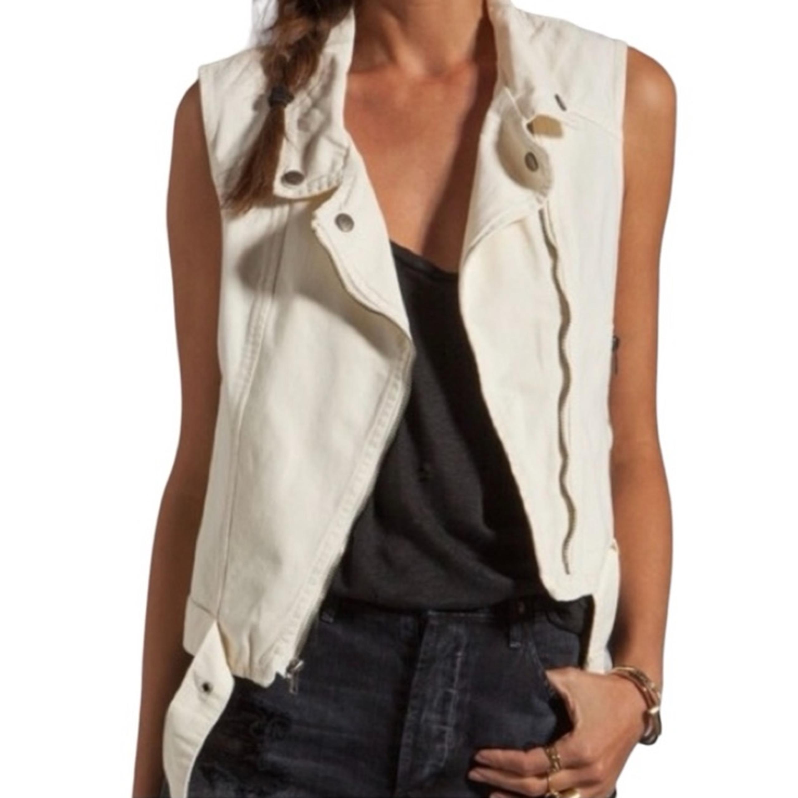 Anthropologie Sanctuary Off White Muslin Sleeveless 100% Cotton Moto Vest