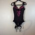 Y2K Raveware pink black lace bodysuit L