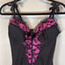 Y2K Raveware pink black lace bodysuit L