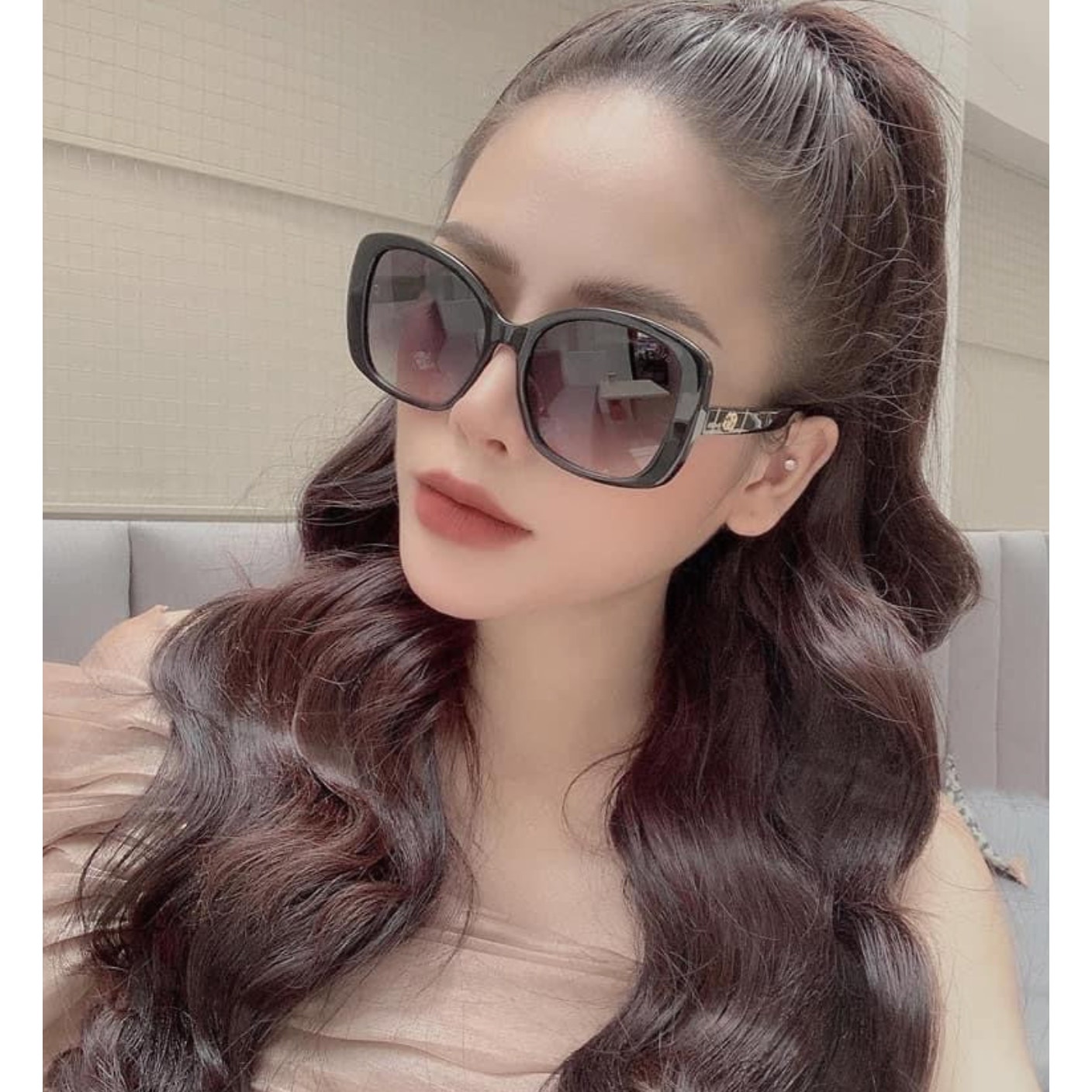 NEW Gucci GG0762S Black Butterfly Sunglasses with Marmont Logos