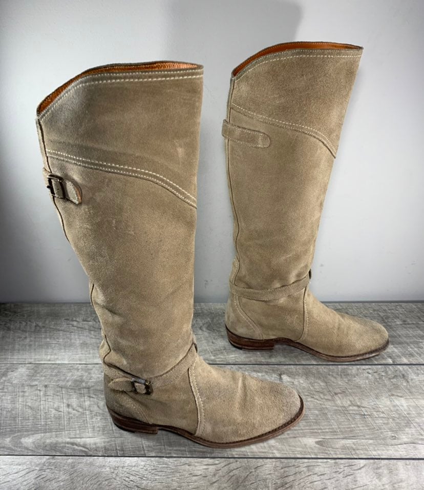 Frye Beige 77562 Dorado Riding Leather Motorcycle Tall Women's Chopper Boots 6