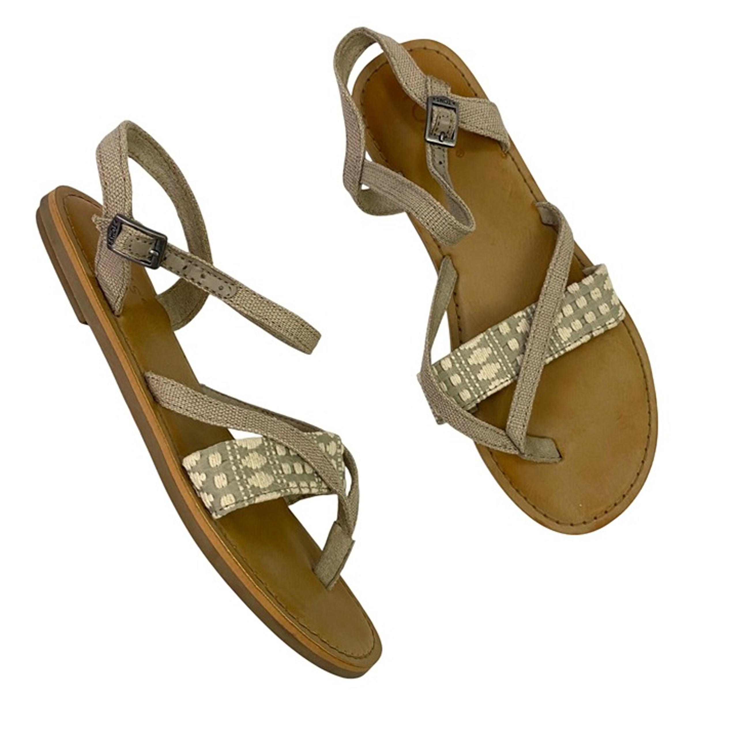 Toms Lexi Heritage Canvas Diamond Tribal Boho Bohemian Sandals Ankle Strap Sz 7