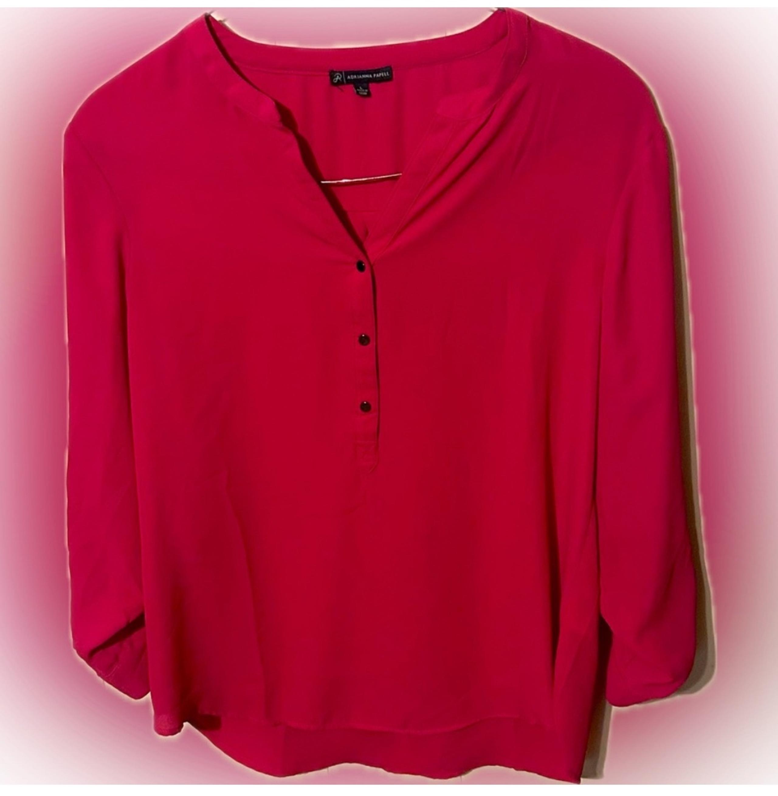 Adrianna Papell Large Pink V-Neck Women’s Blouse