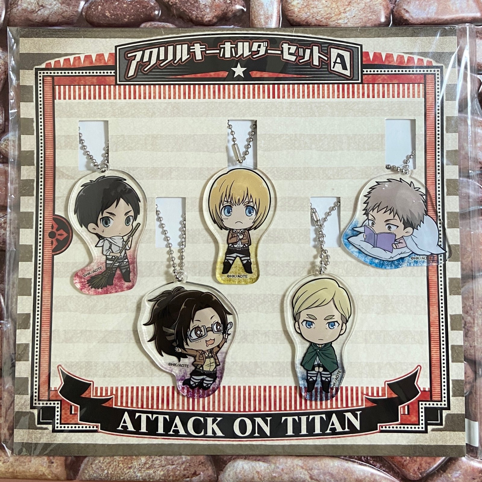 5pc Cute Attack on Titan Erwin Eren Armin Jean Hange Acrylic Strap Keychain