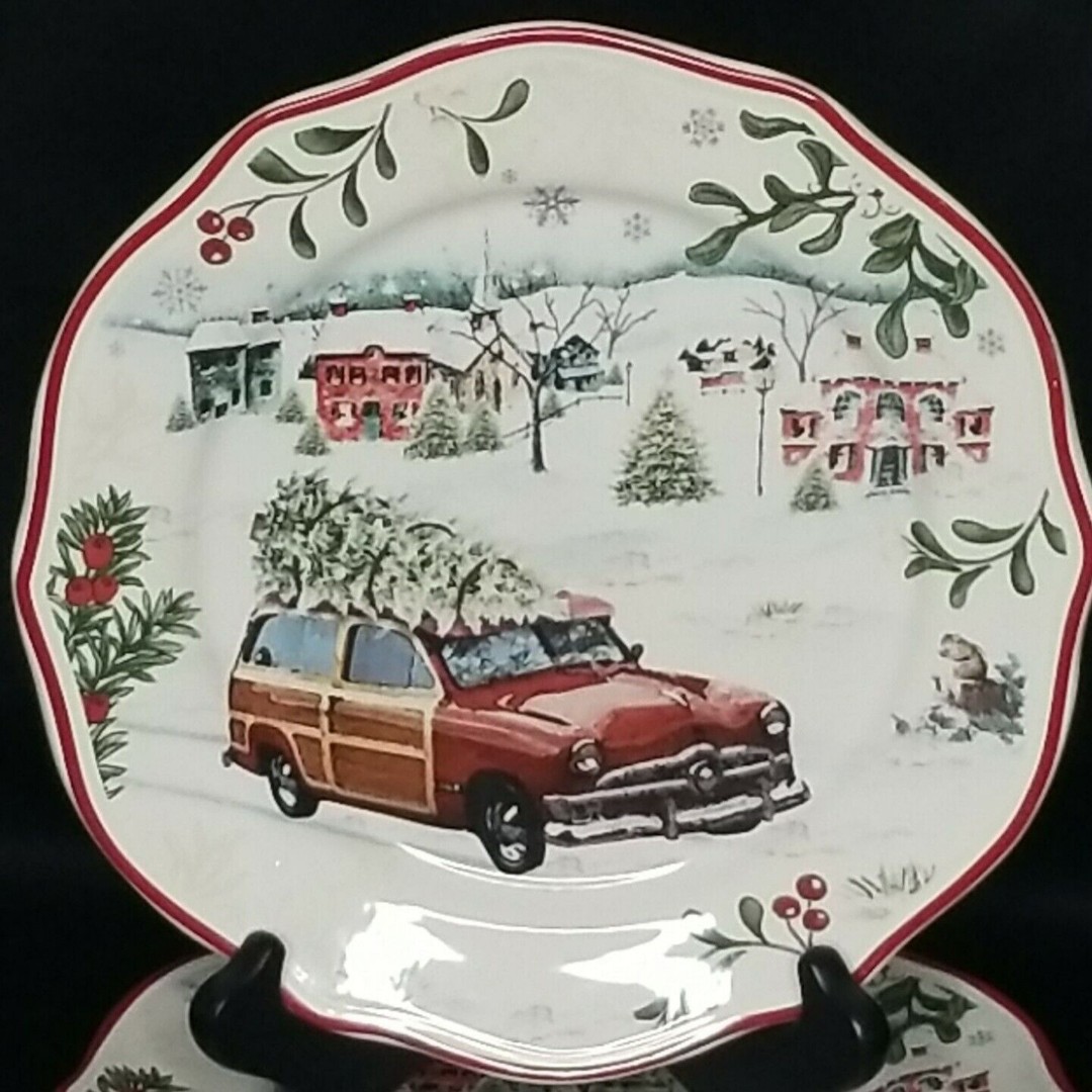 New Set 6 Better Home & Gardens Heritage Collection Winter Forest Woody Plate