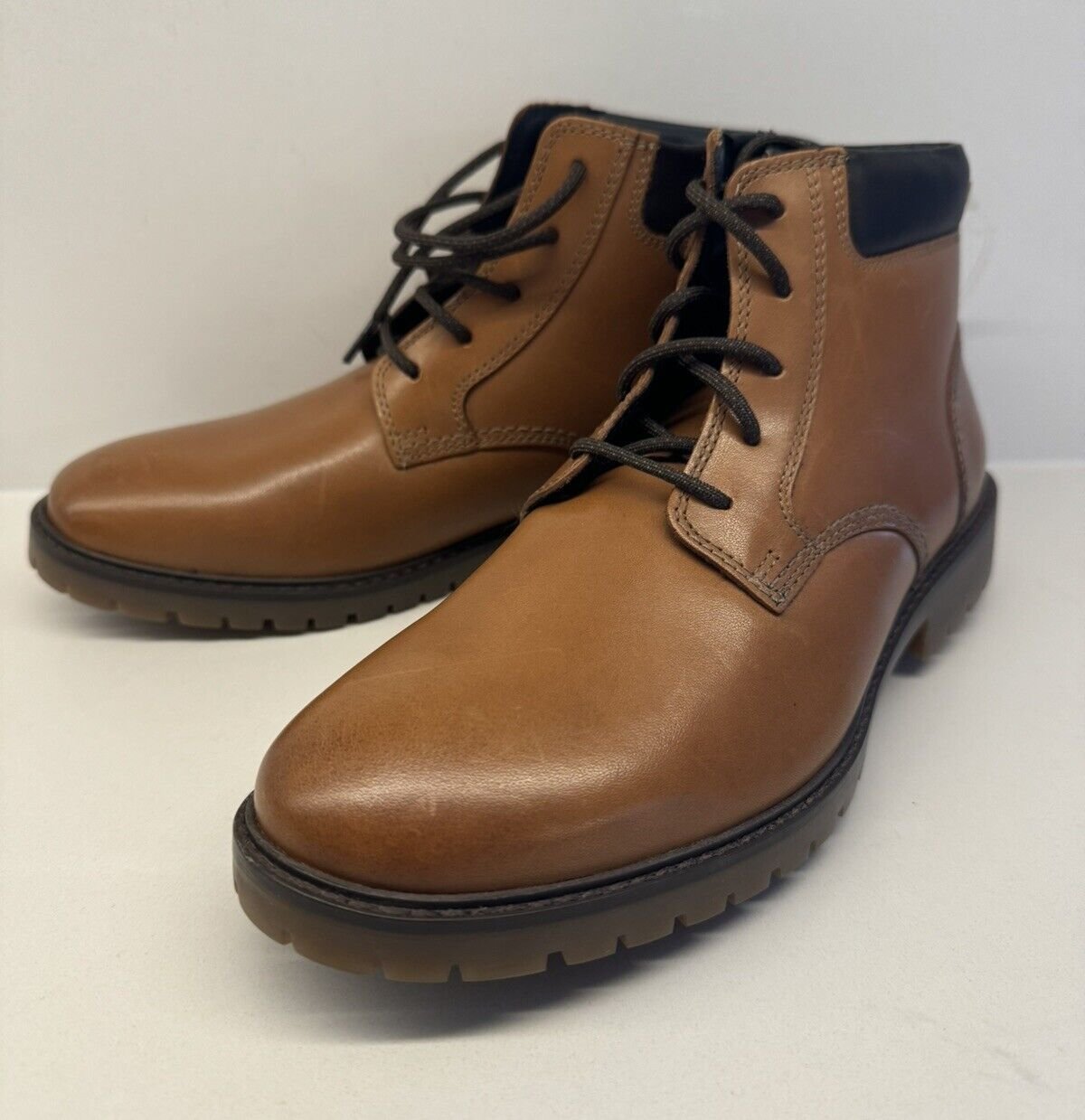 JONHSON & MURPHY boots Patterson Brown genuine Leather Lace Up Boy's youth 4M