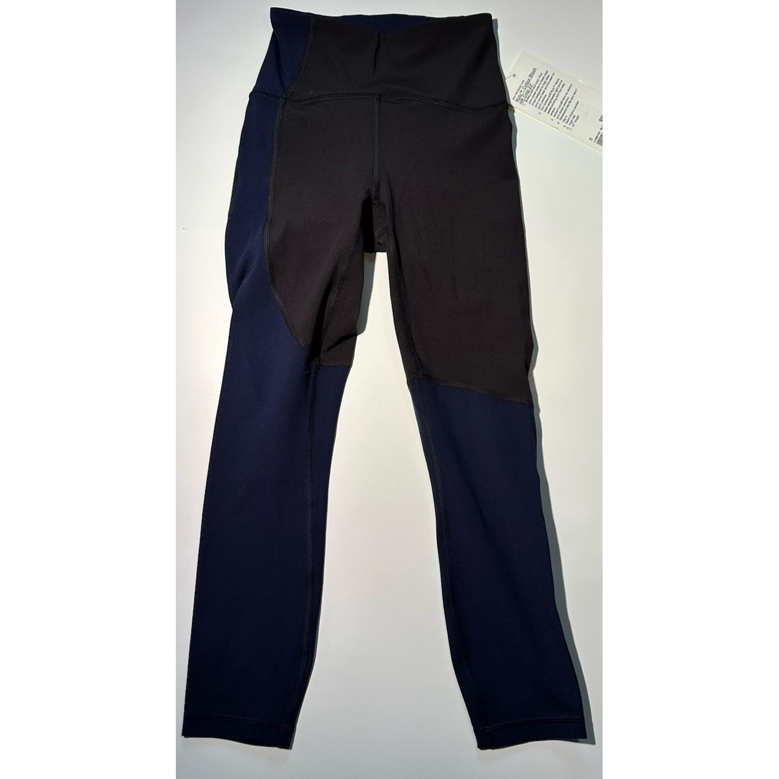 Lululemon Nulu Colour Block HR Crop 23" Womens SZ 0 Blue and Black