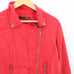 Max Jeans Motorcycle Jacket Women Pink Full Zip Faded Long Sleeve Cotton Blend M