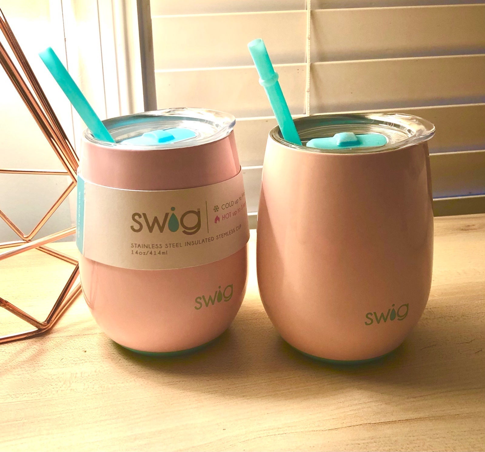 Set of 2 Pink SWIG Stainless Wine Cups