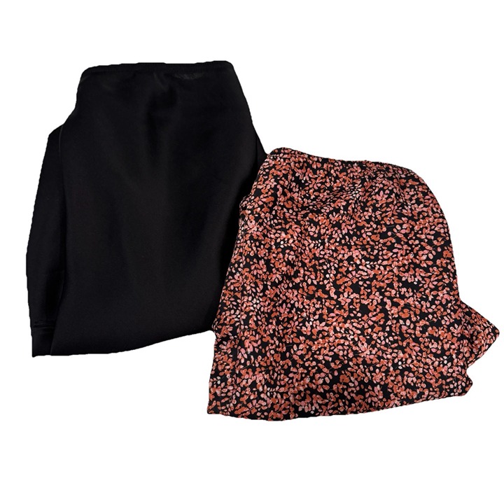 1.STATE Printed Midi Skirt Floral Black Multicolored (SET OF 2) Size X-LARGE XL