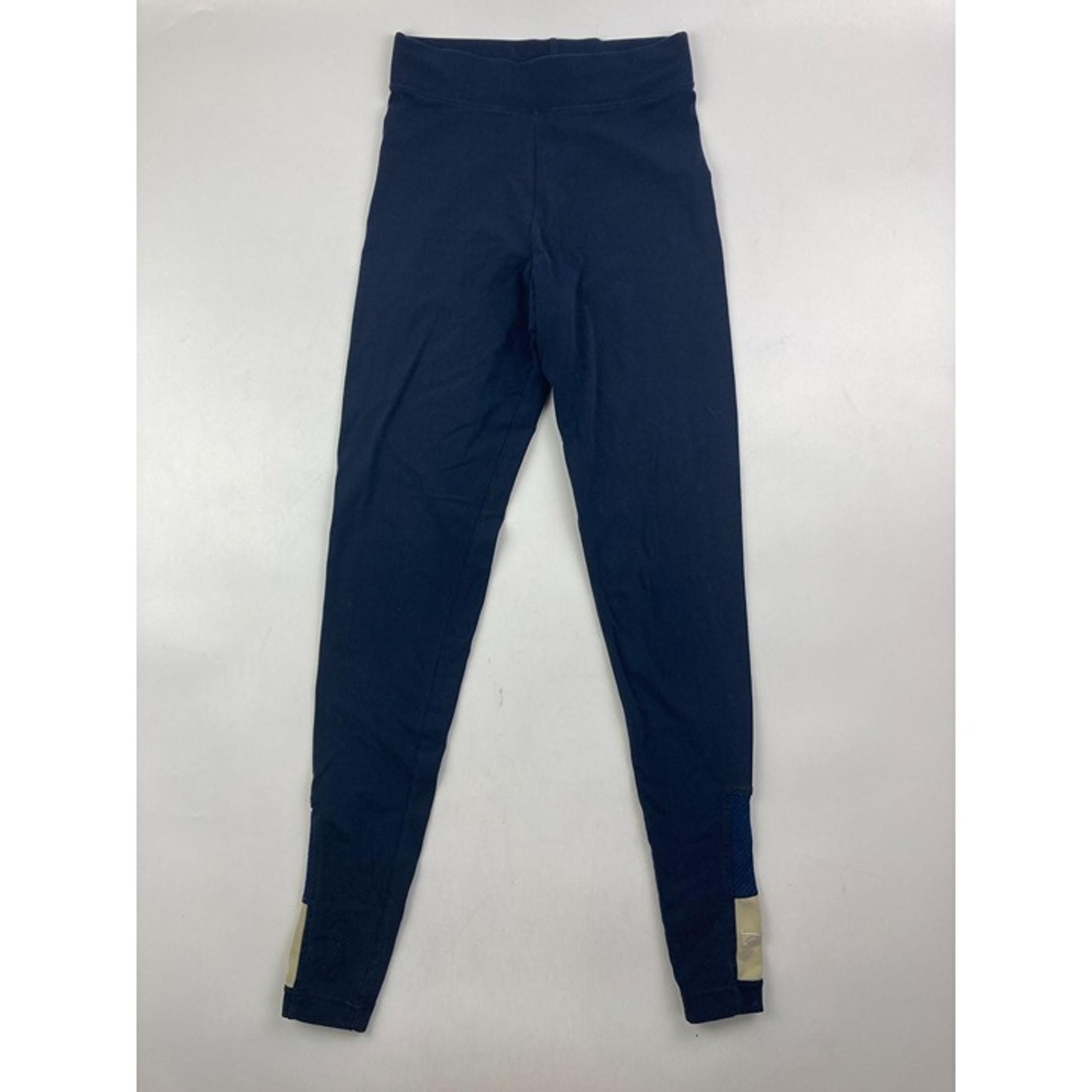 Reebok Women's S Navy Athletic Leggings With Mesh Ankle and Tan Accents