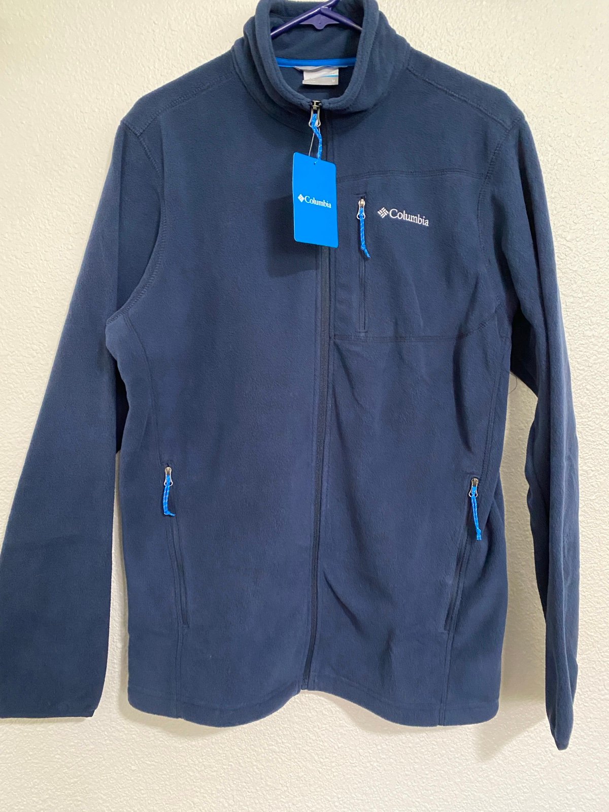 Columbia Mens Full-Zip Fleece Jacket Navy Blue Size Medium NEW