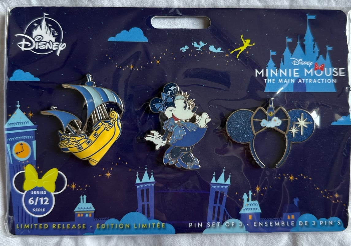 Disney Parks Minnie Mouse The Main Attraction Peter Pan Pin Set 6/12 NEW