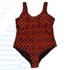 Emily B Originals Red/Black Geometric One Piece Swimsuit, Size 20W