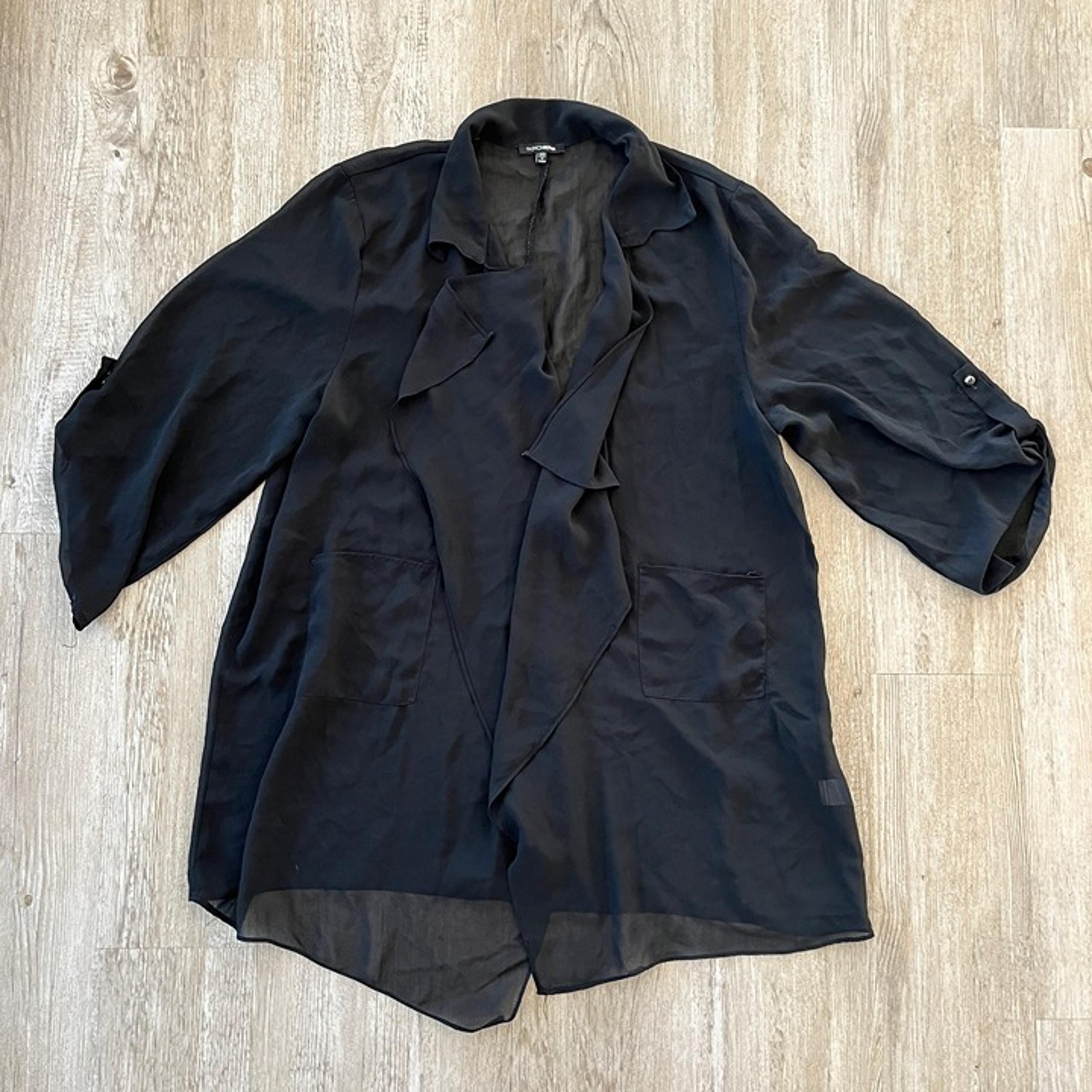 Womens Fashion Nova Black 3/4 Sleeve Sheer Cardigan - 2XL