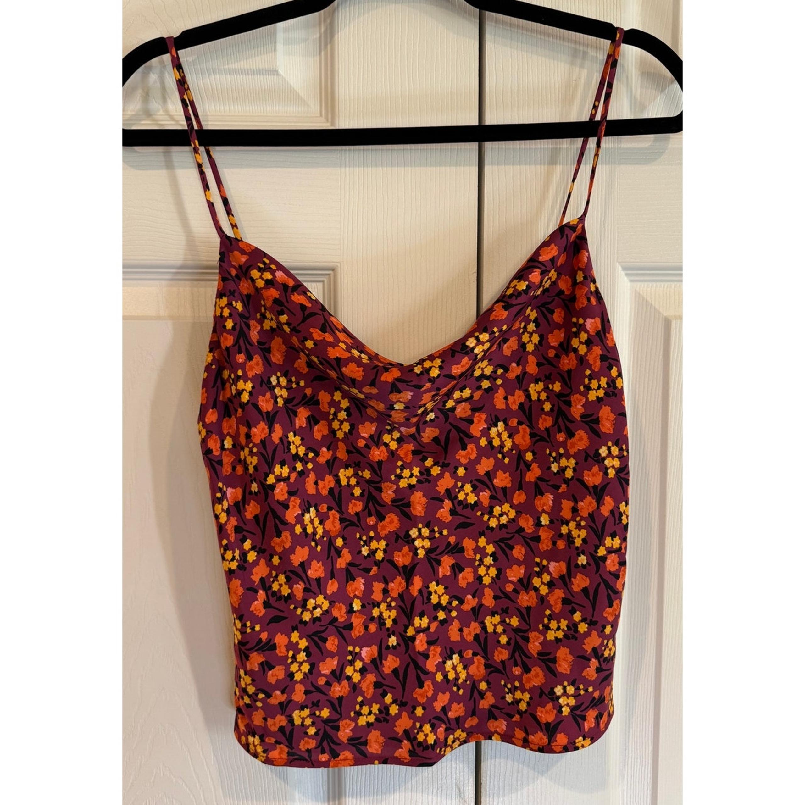 Zara Cowl Neck Floral Print camisole buttons satin Sz small
