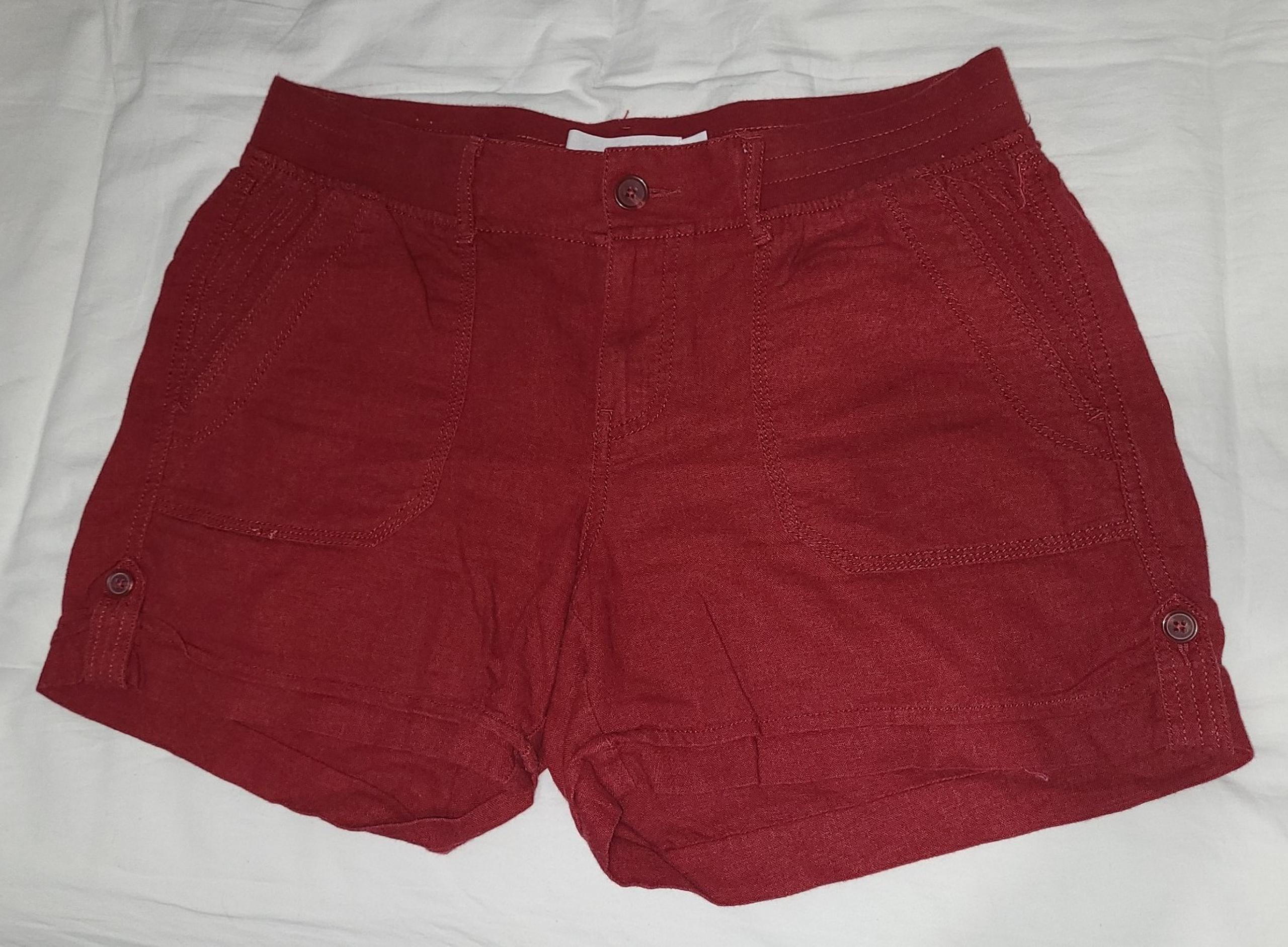Sonoma Red Shorts Linen Blend Shorts 5" Inseam Shorts Women's Size 10