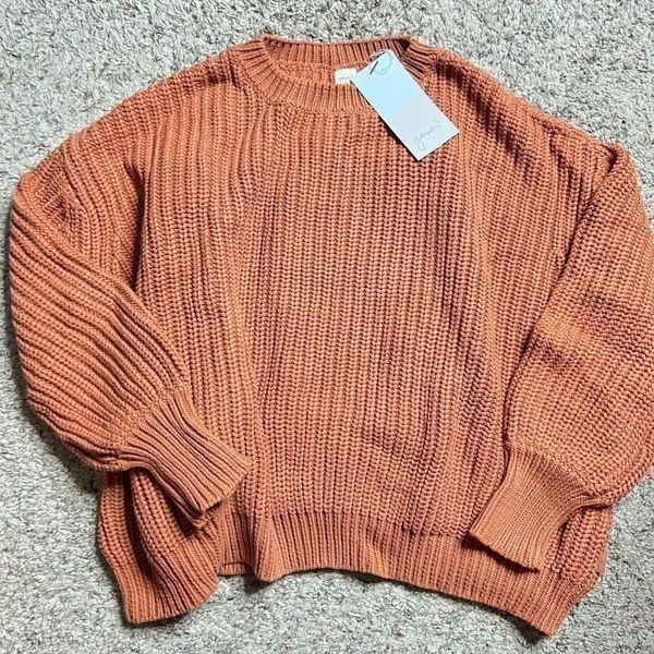 NWT Goumi Kids Clay Chunky Knit Sweater SZ S/M Mama Womens Organic Cotton Orange