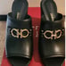 Ferragamo black mules slides 6 1/5