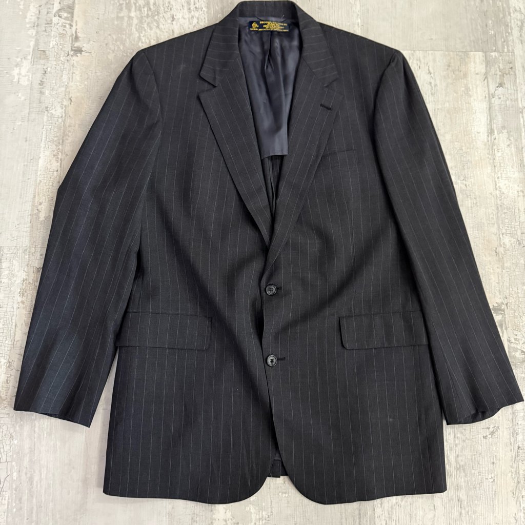 Brooks Brothers Mens Blazer Black Pinstripe Suit 42R