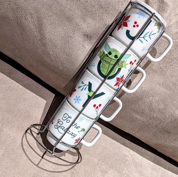 LAST 4 Star Wars Mandalorian Baby Yoda Grogu JOY Christmas Stacking Mugs Cups…