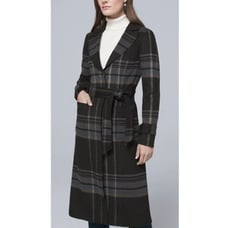 WHITE HOUSE BLACK MARKET | Black Plaid Trench Coat Size M