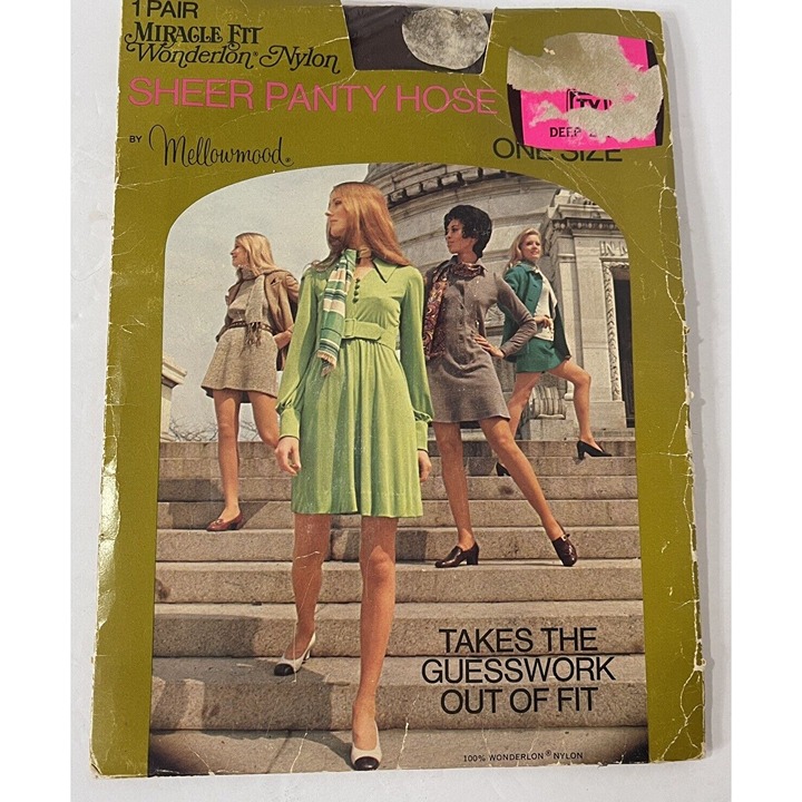 Vintage 60s Mellowmood Miracle Support Sheer Pantyhose Wonderlon Nylon