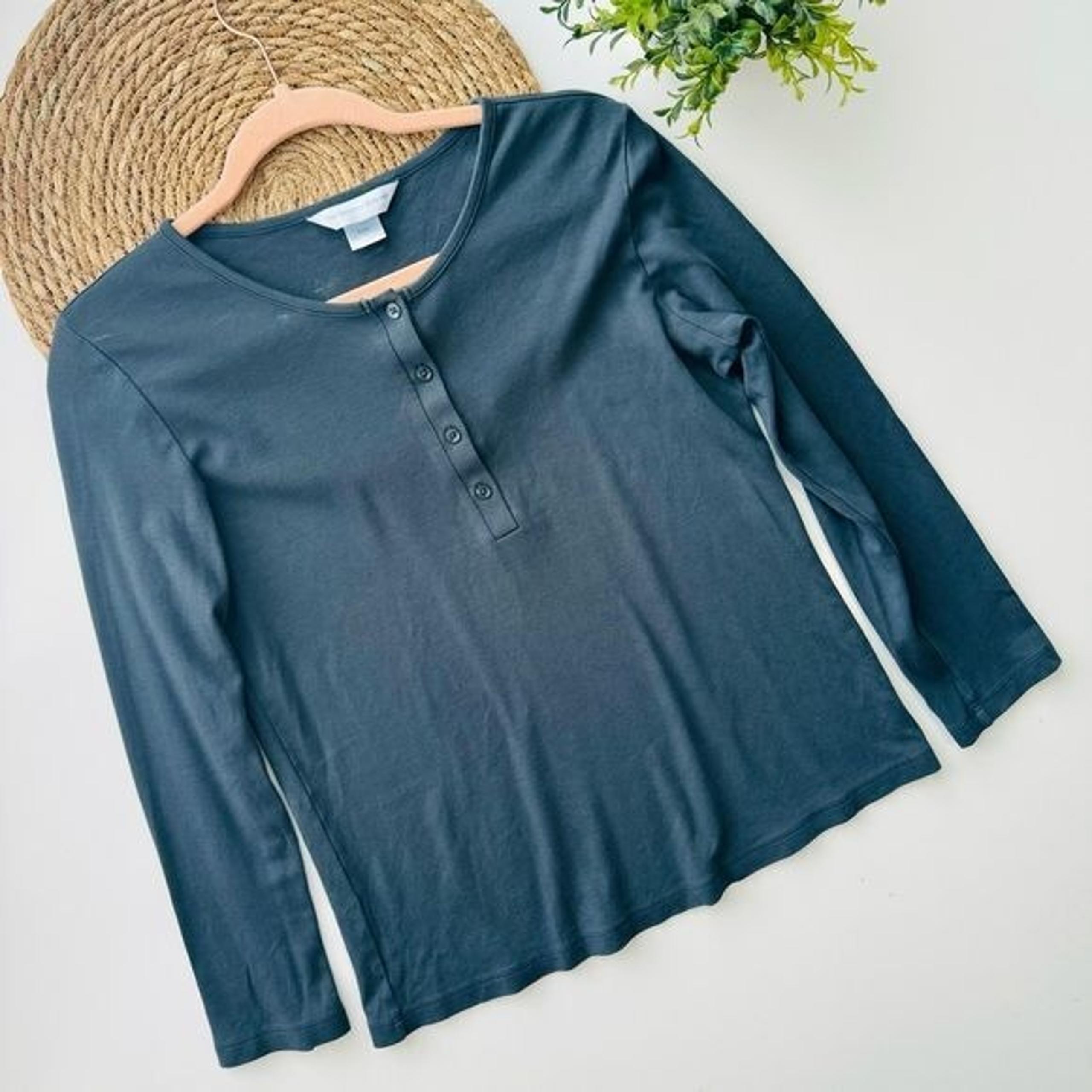 The Company Store Gray Prima Cotton Top Size Small