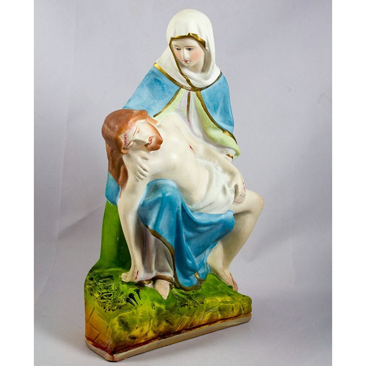 Vintage Hand Painted Chalkware Michelangelo's La Pieta Jesus Mary Sixth Sorrow
