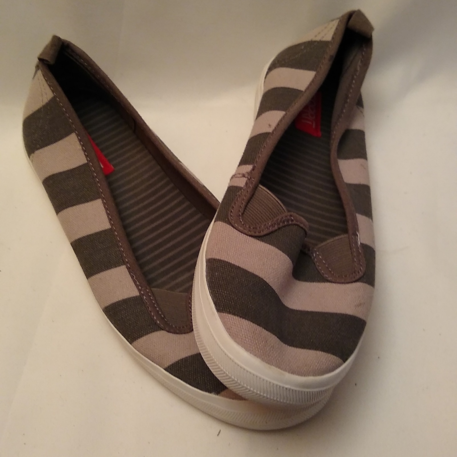 Esprit gray striped loafers size 7.5