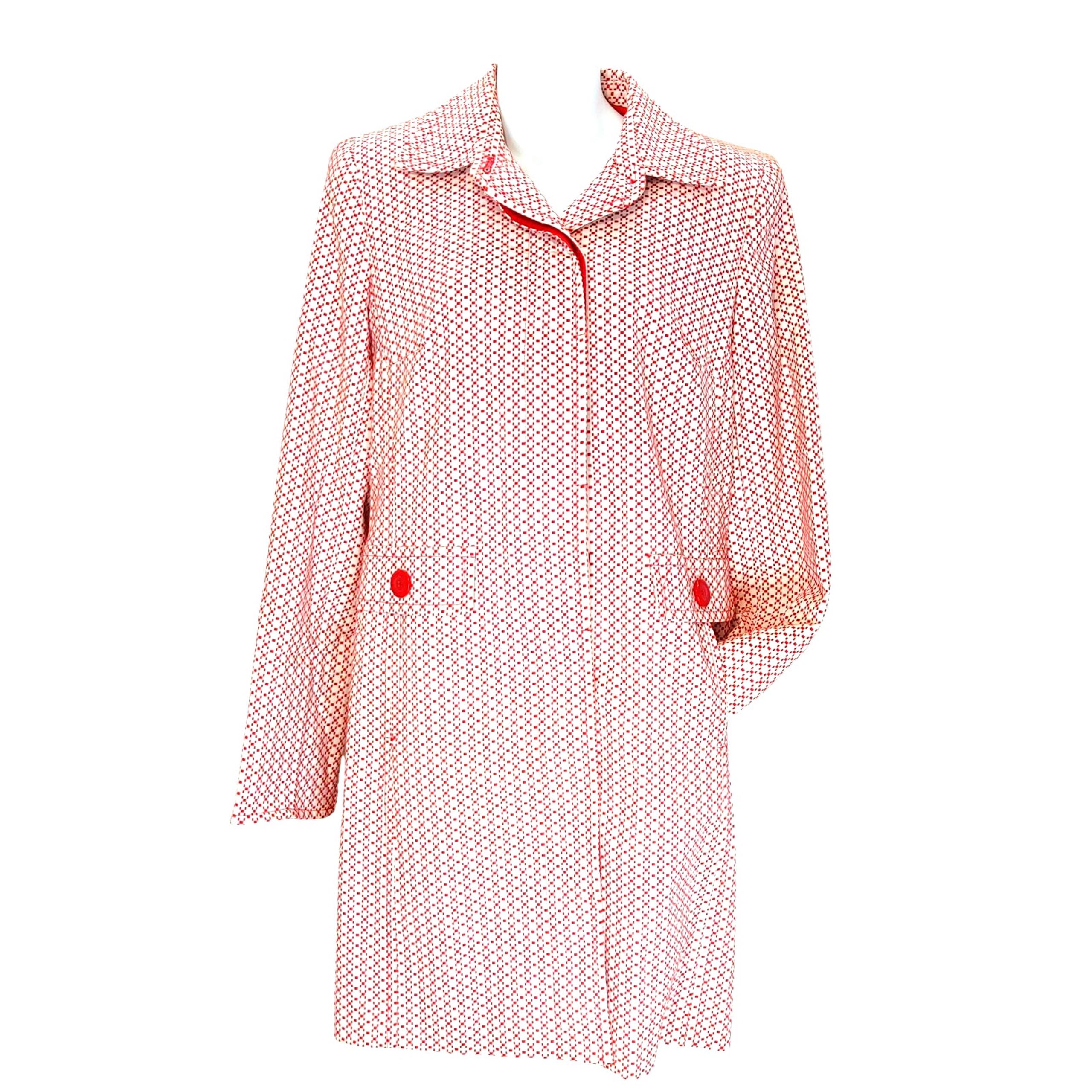 Apt. 9 Lined Hidden Buttons Cotton Blend Coat Stretch Red White Womens Size 6
