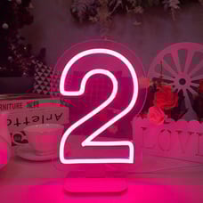 Large Quality Bright Pink “2” LED Light Party Celebration Decoration