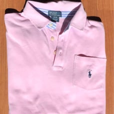 Pink Polo Shirt, Short Sleeve, Size L