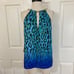 Marciano Guess leopard halter top, Womens NEW blue black green keyhole top