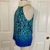 Marciano Guess leopard halter top, Womens NEW blue black green keyhole top