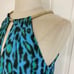 Marciano Guess leopard halter top, Womens NEW blue black green keyhole top
