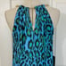 Marciano Guess leopard halter top, Womens NEW blue black green keyhole top