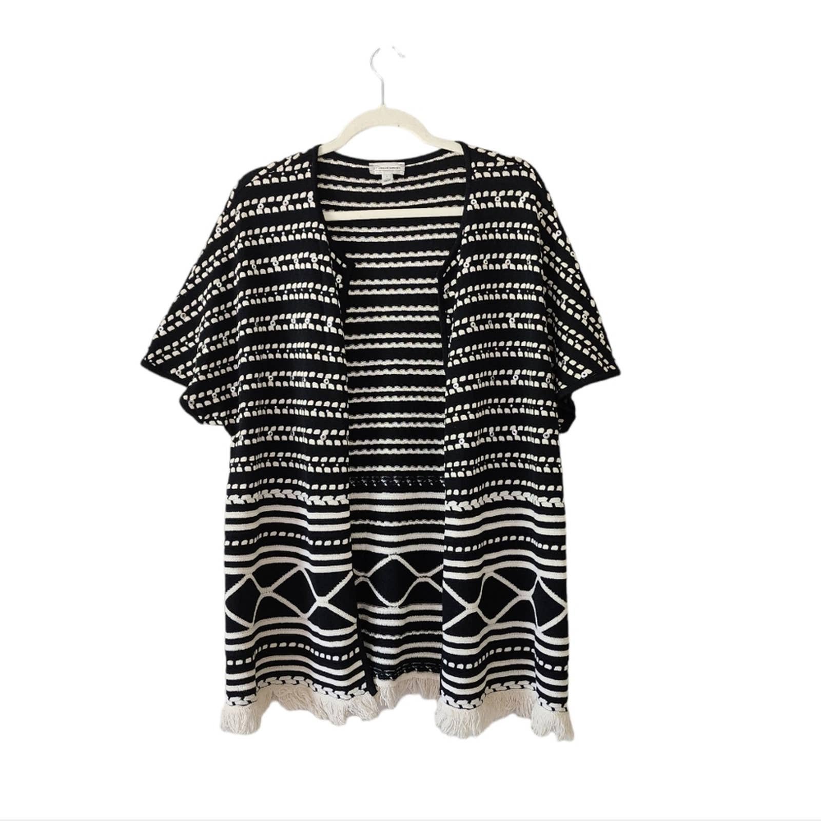 St. John Sport Studded Fringe Open Cardigan Size Large