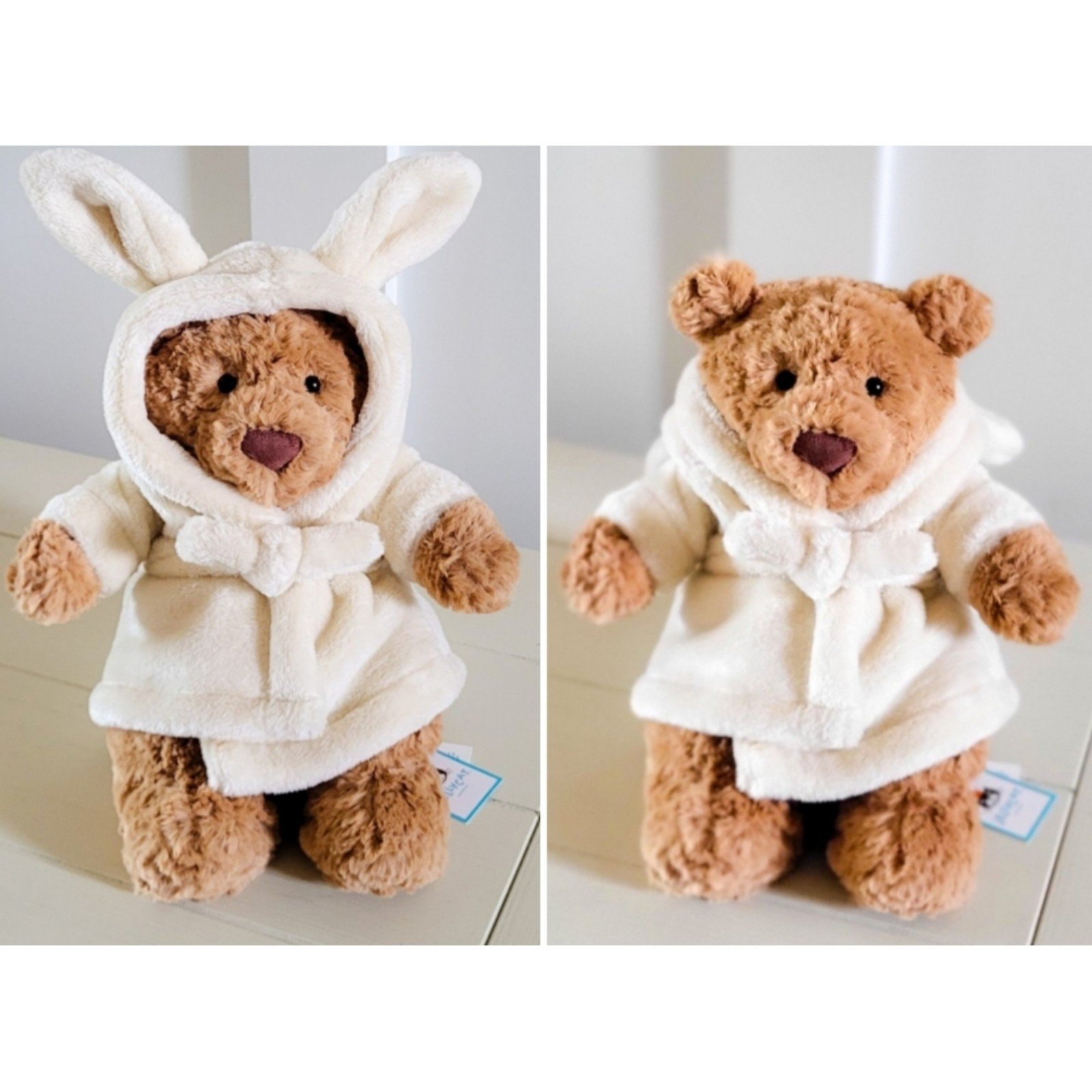 Jellycat Bartholomew Bear Bathrobe - Bathrobe Bart with Bunny Ears!