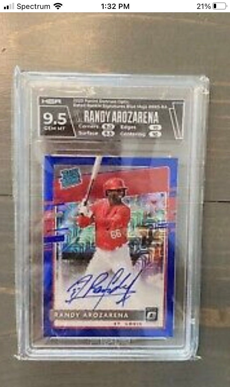 2020 Panini Donruss Optic Blue Mojo Prizm /99 Randy Arozarena Rookie Error card!