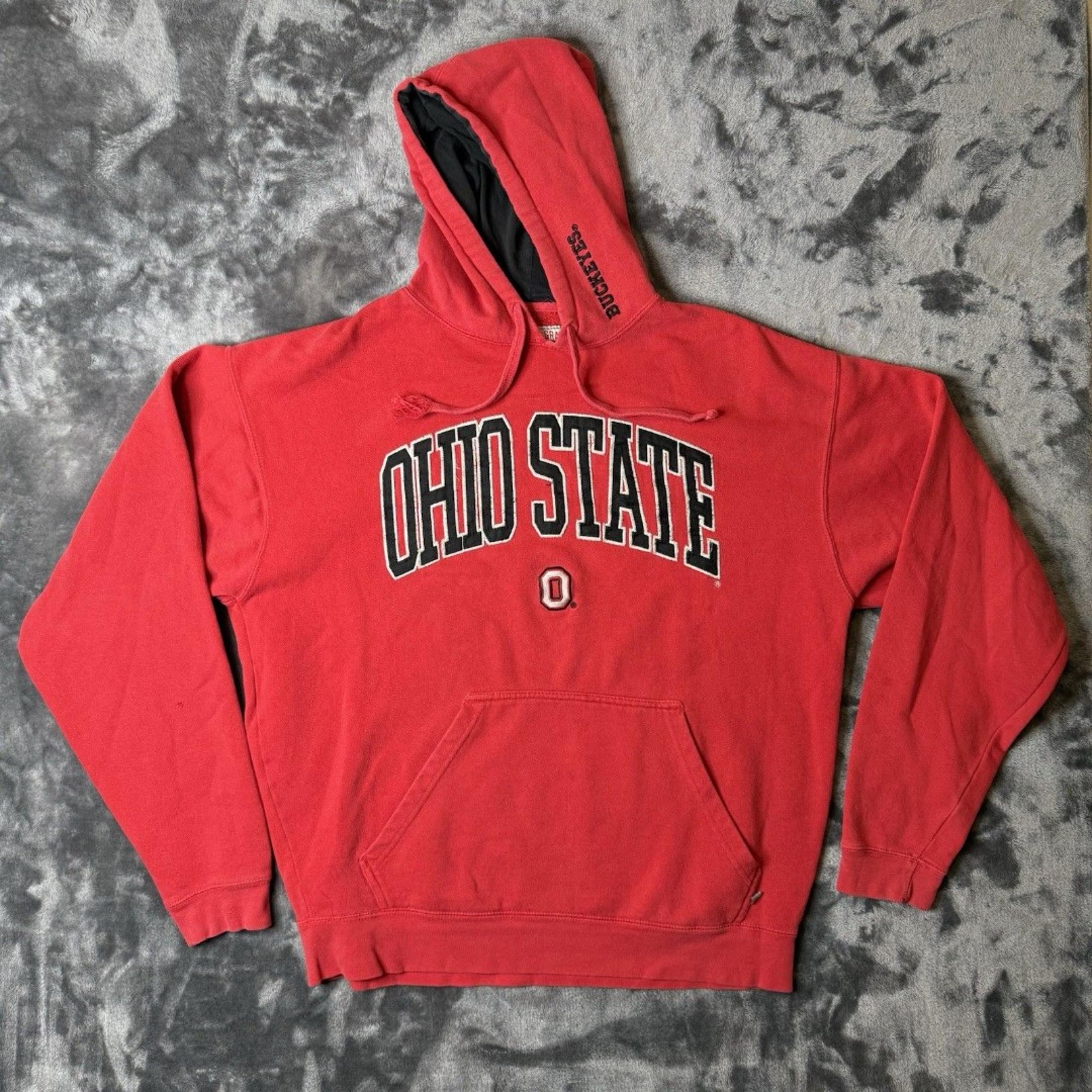 Ohio State Buckeyes Hoodies Mens XL Pullover Spellout Arch Logo J America Red